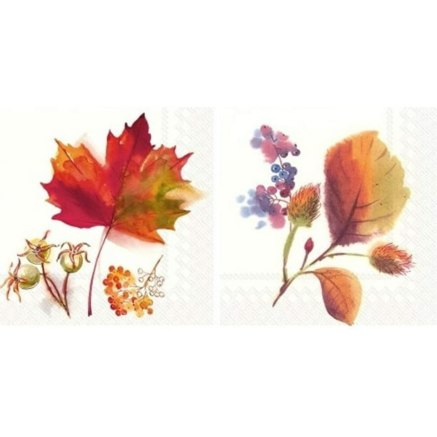 Autumn Day Paper Napkins Fall Leaves Lunch Party 20-Pack Disposable Serviettes